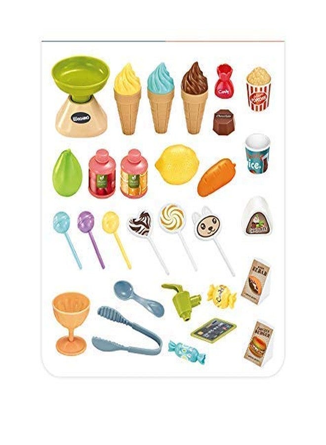 LONGMIRE Plastic 42 Pcs Big Size Kitchen Playset | Musical & Light Kitchen Set Toy for Kids with Sound and Accessories Set for 4 Year Old (Lngmr-14- Candy Shop) - Image 4